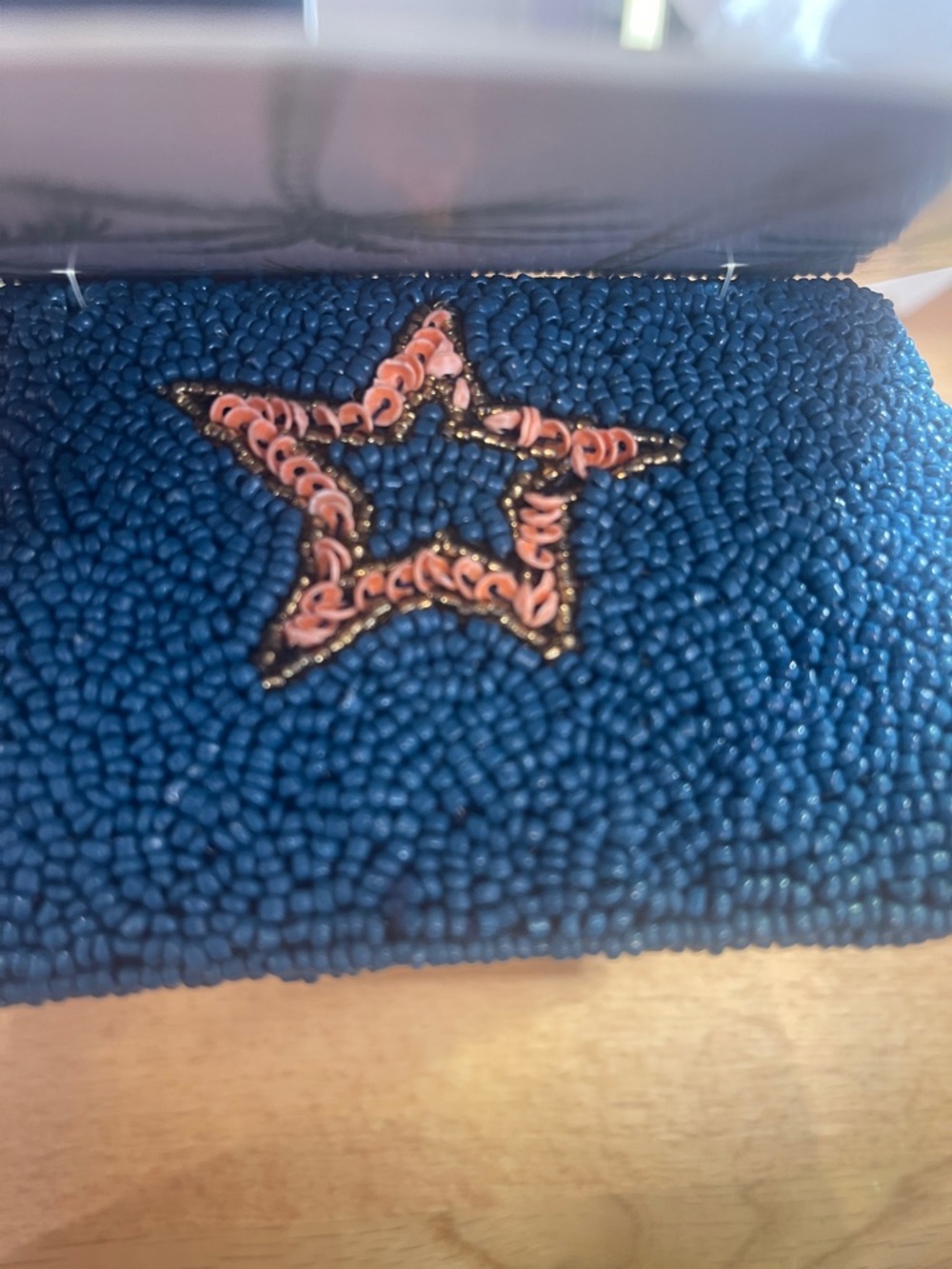 America & Beyond Beaded Blue Eye Zip Card Holder NWT - Picture 3 of 5